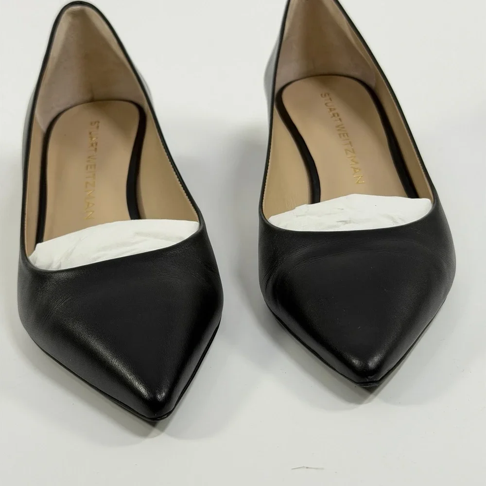 Stuart Weitzman Size-8B Womens Stuart Power 50 Pumps Black Pointed Toe Leather